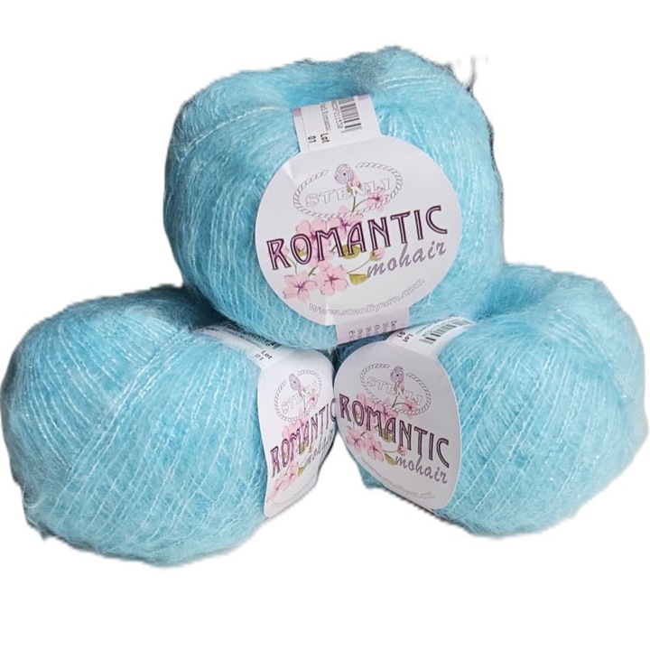Set 3 buc fir textil Stenli Romantic, 50g / 220m, bleu azur - cod 41