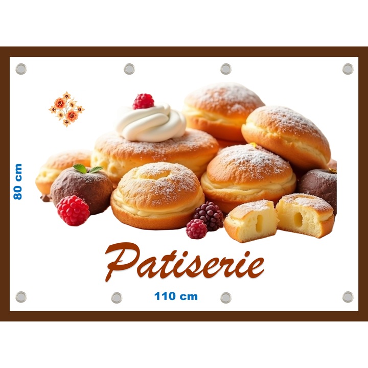 Banner Patiserie, cu capse, dimensiune 80x110 cm