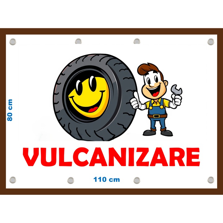 Banner "Vulcanizare Auto", cu capse si clipsuri, dimensiune 80x110 cm