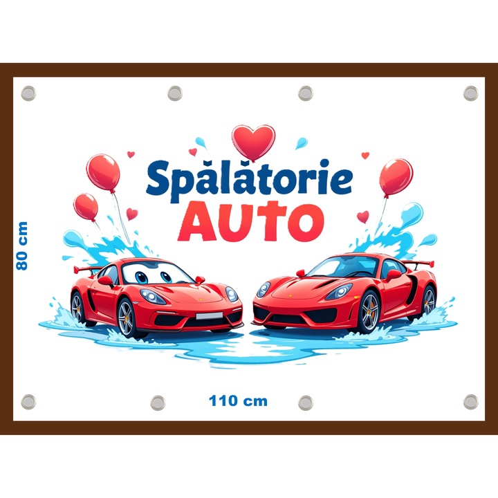 Banner Spalatorie Auto cu capse incluse, dimensiune 80x110 cm