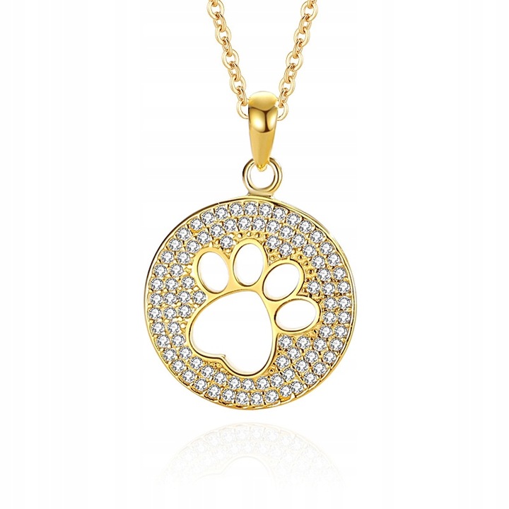 Colier, Fraise, F333, Argint 925, Aur 14K, Zirconiu