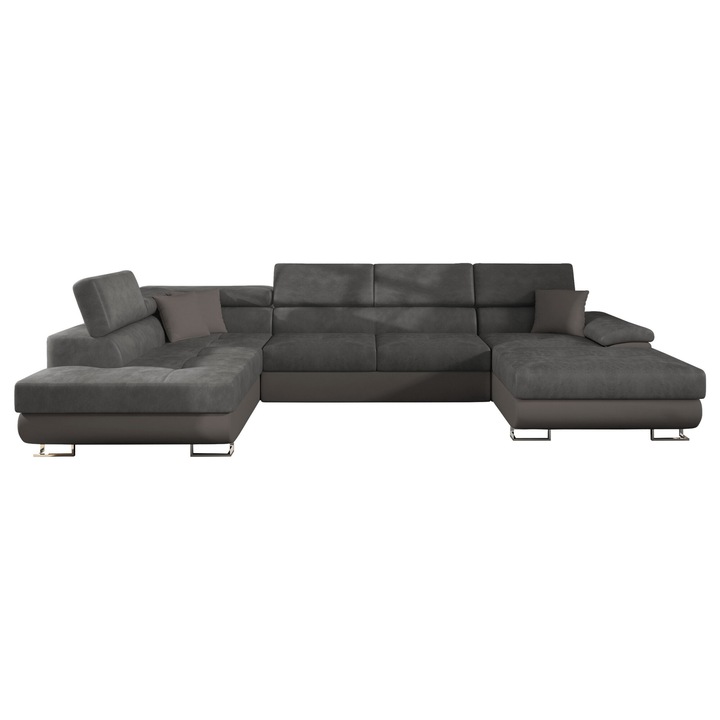 Coltar rabatabil Alvin Bis Stanga, MIRJAN24, gri grafit, 202x345x71-91 cm