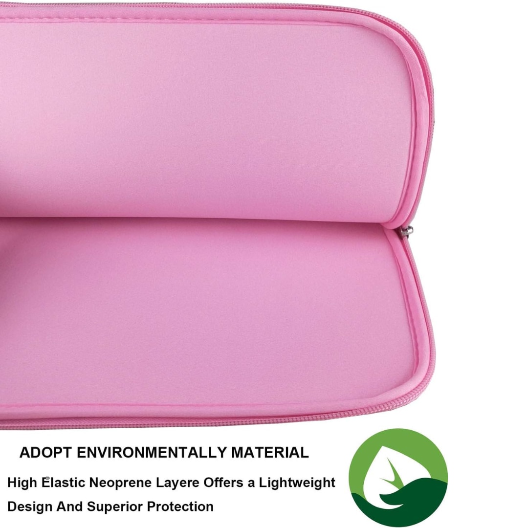 Husa de Protectie pentru MacBook Air/Pro 14 inch, Compatibila cu Alte Laptopuri, Impermeabila, Material Neopren, Interior Poliester, Fermoar Rezistent, 1 Compartiment Exterior, Slim si Usoara, Roz