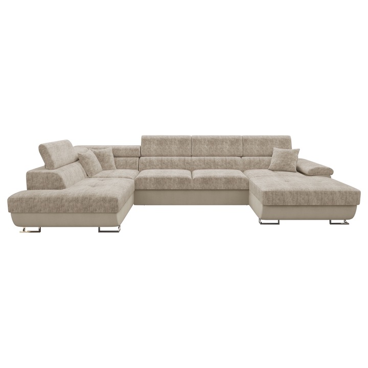 Coltar rabatabil Alvin Bis Premium Stanga, MIRJAN24, bej, 202x345x71-91 cm