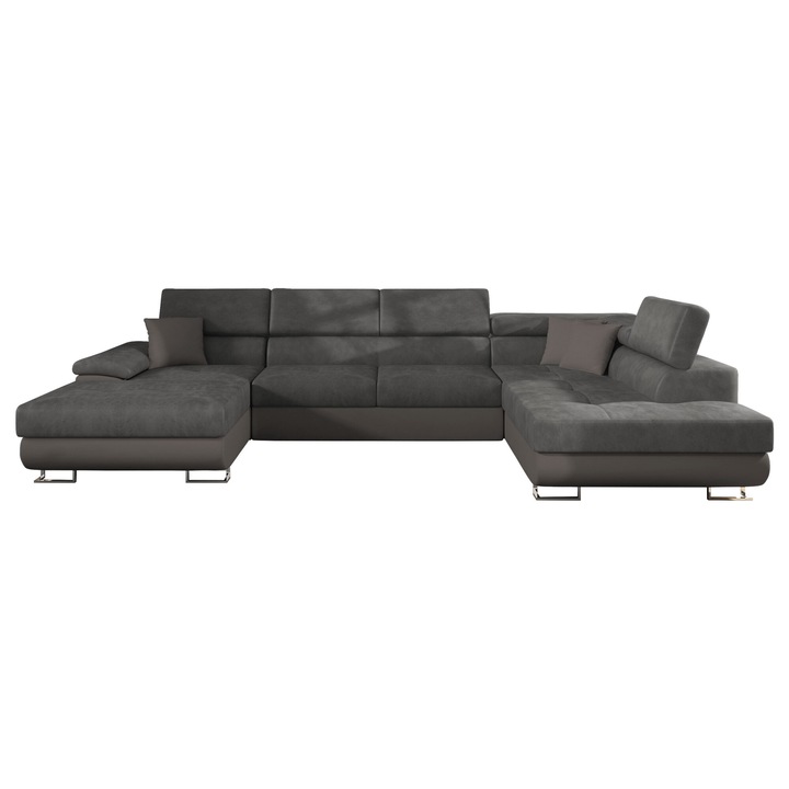 Coltar rabatabil Alvin Bis Dreapta, MIRJAN24, gri grafit, 202x345x71-91 cm