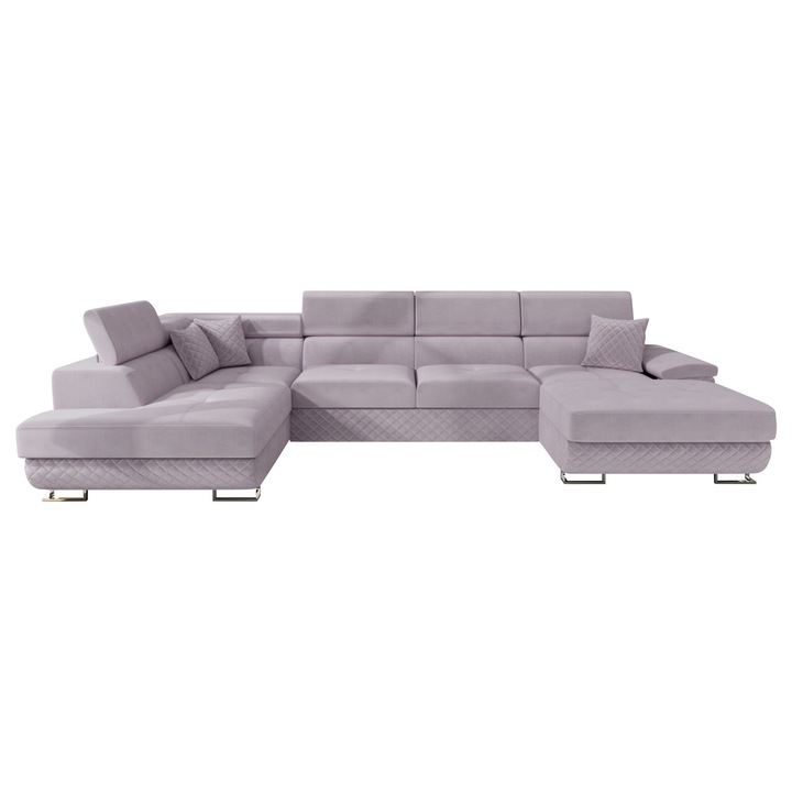 Coltar rabatabil Alvin Bis Premium Stanga, MIRJAN24, violet, 202x345x71-91 cm