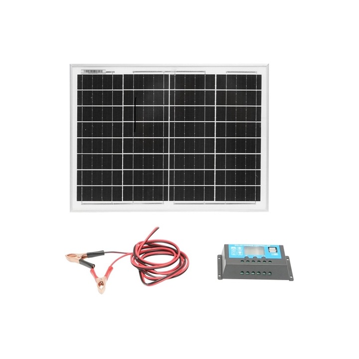 Napelem 20W fotovoltaikus monokristályos 400x300x17mm, kábel 1,5/2m, Breckner Germany