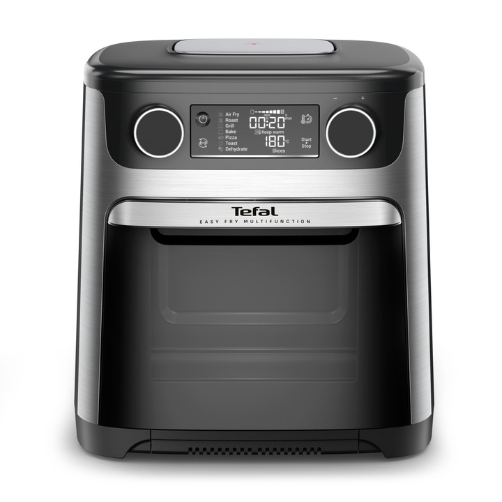 Фритюрник с горещ въздух Tefal Easy Fry FW556DE0, 1800W, 15 л, 9 автоматични програми, LCD екран, Технология Extra-Crisp, Регулируема температура, Сребрист/Черен