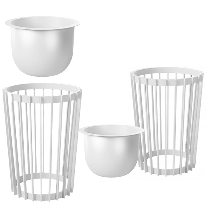 Suport pentru plante, Stand de flori cu ghiveci 40cm, Form-plastic, alb