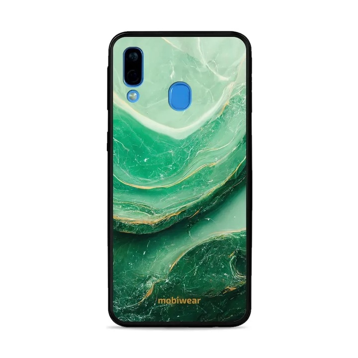 Carcasa Mobiwear Glossy pentru Samsung Galaxy A40, mramor verde, rezistenta la socuri si zgarieturi, set 1 husa