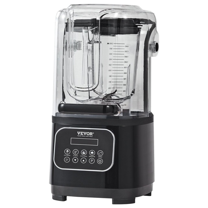 Blender profesional, 2200 W, Functie auto-curatire, Capacitate 2 l, 6 cutite, Negru