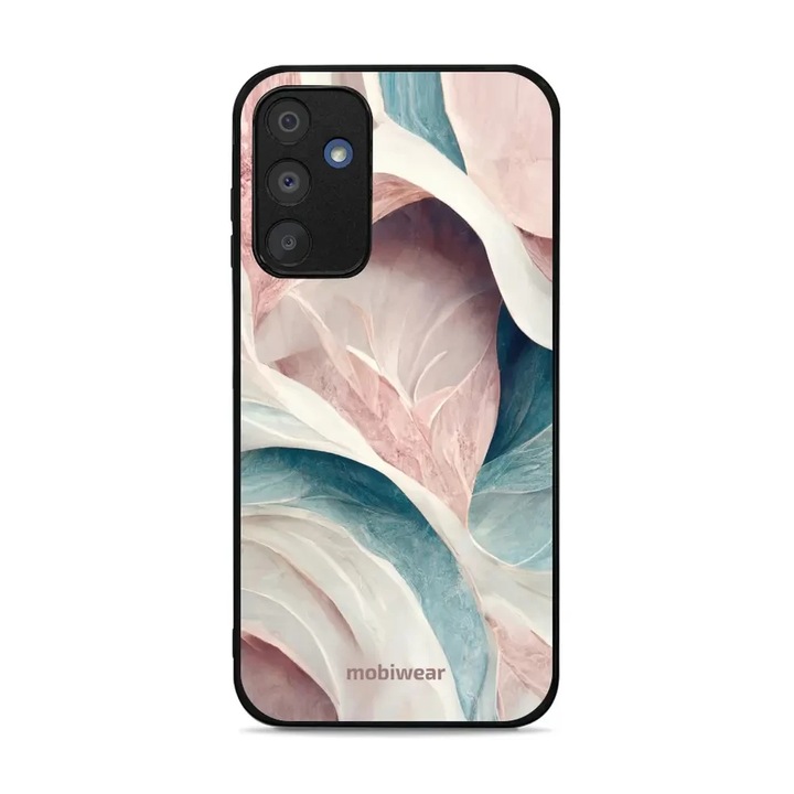 Husa telefon Mobiwear Glossy, pentru Samsung Galaxy A15 / A15 5G, marmorat roz si verde, rezistenta la socuri si zgarieturi