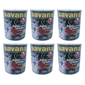 Pachet - 6 x Savana Vopsea alba cu teflon pe baza de apa, alba, 0.75L Pachet - 6 x Savana Vopsea alba cu teflon pe baza de apa, alba, 0.75L