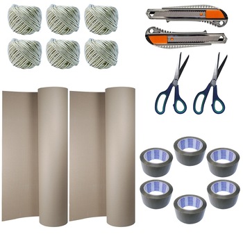 Paceht - 6 x Banda adeziva maro, Johnson, 50M + 6 x Sfoara rafie + 2 x Rola carton ondulat 10M/1M + 2 x Cutter metalic + 2 x Foarfeca 21cm Paceht - 6 x Banda adeziva maro, Johnson, 50M + 6 x Sfoara rafie + 2 x Rola carton ondulat 10M/1M + 2 x Cutter metalic + 2 x Foarfeca 21cm