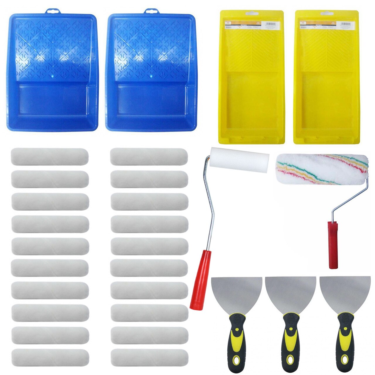 Pachet - 20 x Velur Rezerva trafalet, Nr.10 + 2 x Tava trafalet, 32cm + 2 x Tava pentru trafalet, 29cm + 3 x Spaclu cu maner din plastic, 12.5cm + Trafalet blana, 25cm + Trafalet mic cu burete