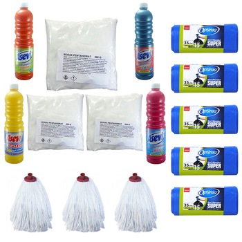 Pachet - 3 x Borax Pentahidrat ideal pentru slime, 500g + 1 x Asevi Mio + 1 x Asevi Pin +1 x Asevi Ceara + 1 x Asevi Portocala + 5 x Sano Saci menajeri, 35L + 3 x Mop bumbac, 250g Pachet - 3 x Borax Pentahidrat ideal pentru slime, 500g + 1 x Asevi Mio + 1 x Asevi Pin +1 x Asevi Ceara + 1 x Asevi Portocala + 5 x Sano Saci menajeri, 35L + 3 x Mop bumbac, 250g