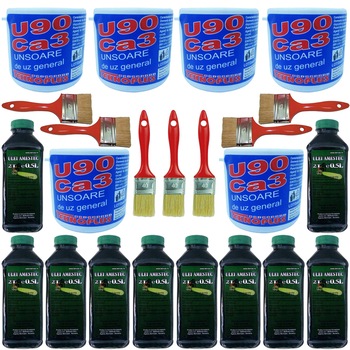 Pachet - 10 x Ulei amestec 2T, 0.5L + 6 x Unsoare, Vaselina de uz general, U90 Ca3, 200g + 3 x Pensula pentru vopsea, 40mm + 4 x Pensula pentru vopsea, 100mm Pachet - 10 x Ulei amestec 2T, 0.5L + 6 x Unsoare, Vaselina de uz general, U90 Ca3, 200g + 3 x Pensula pentru vopsea, 40mm + 4 x Pensula pentru vopsea, 100mm