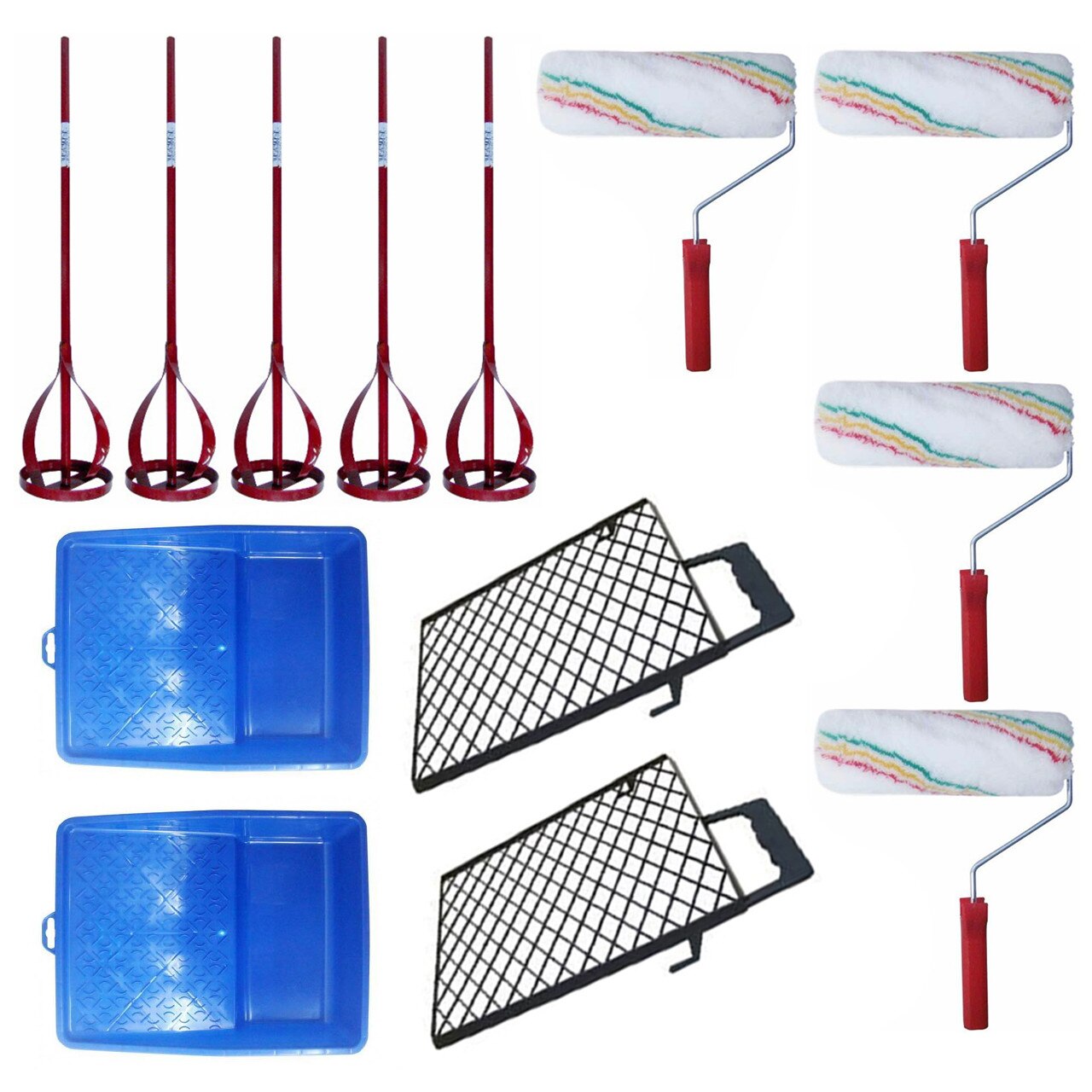 Pachet - 5 x Amestecator rosu HSS + 4 x Trafalet din blana, 25cm + 2 x Tava trafalet, 32cm + 2 x Gratar mare trafalet