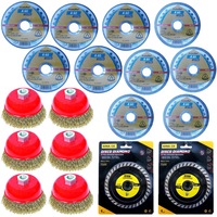 pachet - 6 x perie de sarma pentru flex 10cm  5 x kronen panza flex pentru metal 125mm  5 x kronen panza flex pentru metalinox 115mm  2 x disc diamantat 115mm imagen 5_0_
0