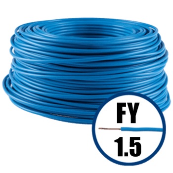 Rola 100 m - Conductor electric H07V-U, din CUPRU PLIN, FY 1.5, Albastru Rola 100 m - Conductor electric H07V-U, din CUPRU PLIN, FY 1.5, Albastru