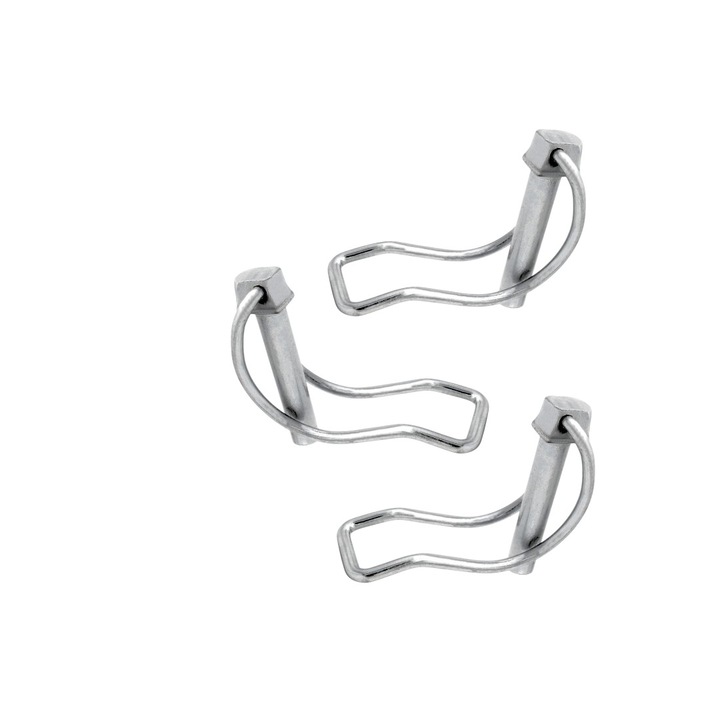 Set de 3 cuie de siguranta pentru cuplare, model FI 8mm, prindere curbata, remorca, utilaje agricole, fixare bolt, otel zincat, rezistent si practic