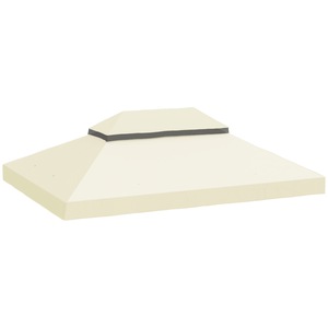 Acoperis de schimb pentru foisor de gradina Outsunny 3x4m cu acoperis dublu, tesatura Oxford 600D 370g/㎡ Husa pentru foisor anti-UV 30+ rezistenta la apa cu orificii de scurgere, alb crem