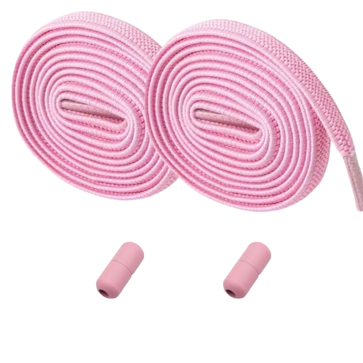 Sireturi fara cravata, Elastic, fara intindere 100CM, pentru pantofi Adulti si Copii, Roz