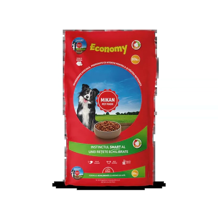 Mâncare pentru câini, MIKAN, Smart Economy, carne de vită, 10 KG, toate talile