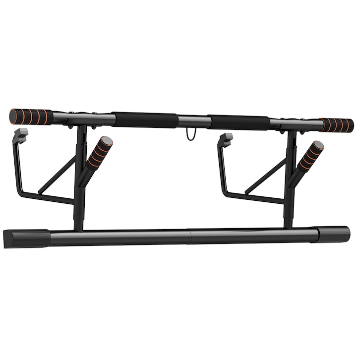 Bara de tractiuni si push-up pentru acasa si sala de sport cu manere captusite, SPORTNOW bara de tractiuni din otel, 100x50x27 cm, portocaliu si negru
