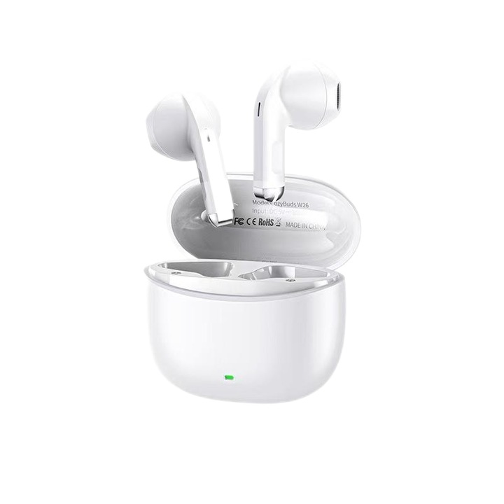 REMAX Cozybuds W26 Bluetooth 5.4 Hi-Fi félig fülbe helyezhető vezeték nélküli fejhallgató, zene, hívások és sport, kompakt kialakítás, hosszú lejátszási idő, széles hangerőszabályzó tartomány, fehér
