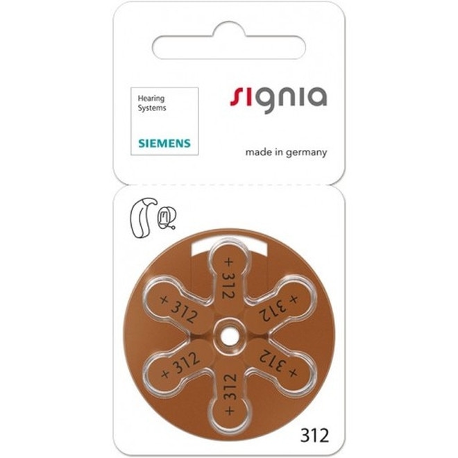 Baterii auditive Zinc Aer SIEMENS Signia S 312 6 baterii / blister