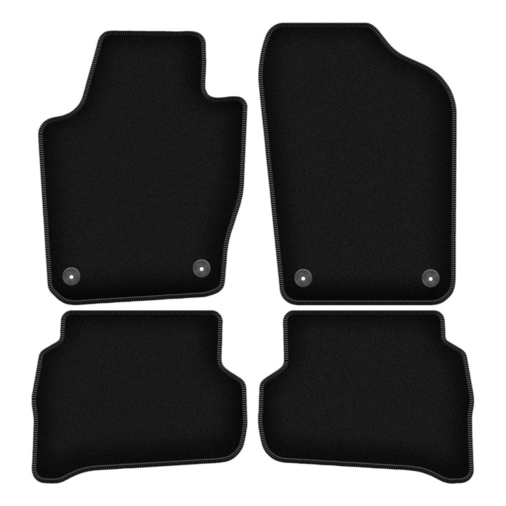 Set BASIC covorase auto, 4 bucati, presuri auto, pentru:: Skoda Fabia III (2014-) hatchback, break negru