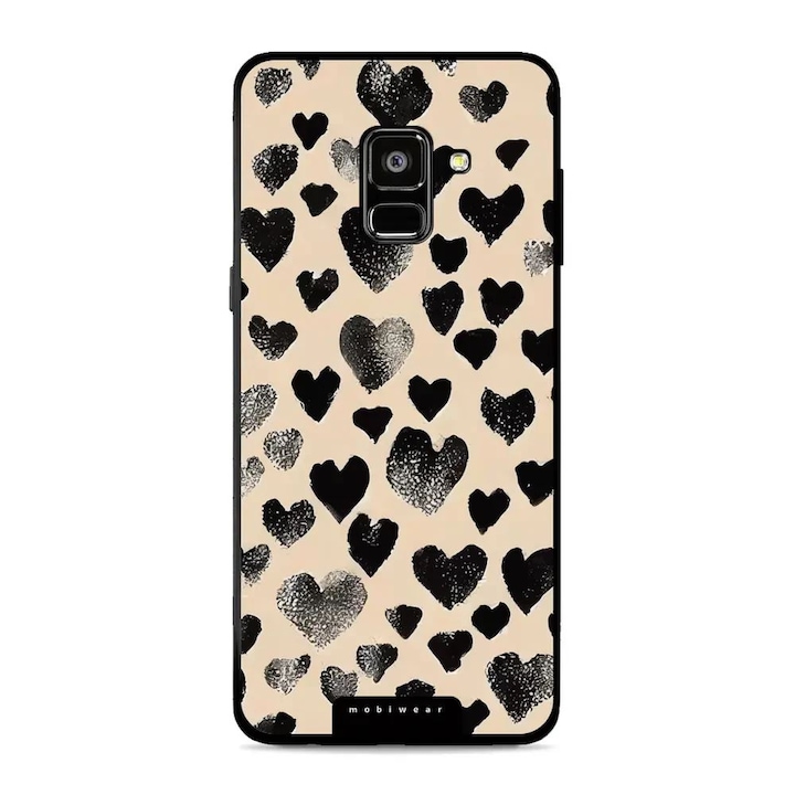Husa telefon Mobiwear, pentru Samsung Galaxy A8 (2018), rezistenta la socuri si zgarieturi, bej/negru