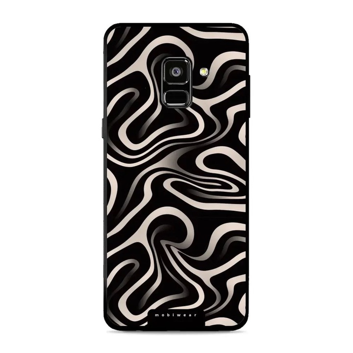 Husa telefon Mobiwear, pentru Samsung Galaxy A8 (2018), rezistenta la socuri si zgarieturi, negru/bej