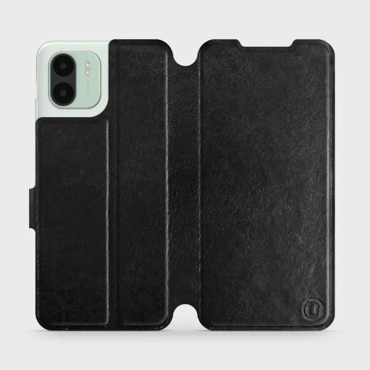Husa flip Mobiwear pentru Xiaomi Redmi A2, neagra, design elegant, protectie completa