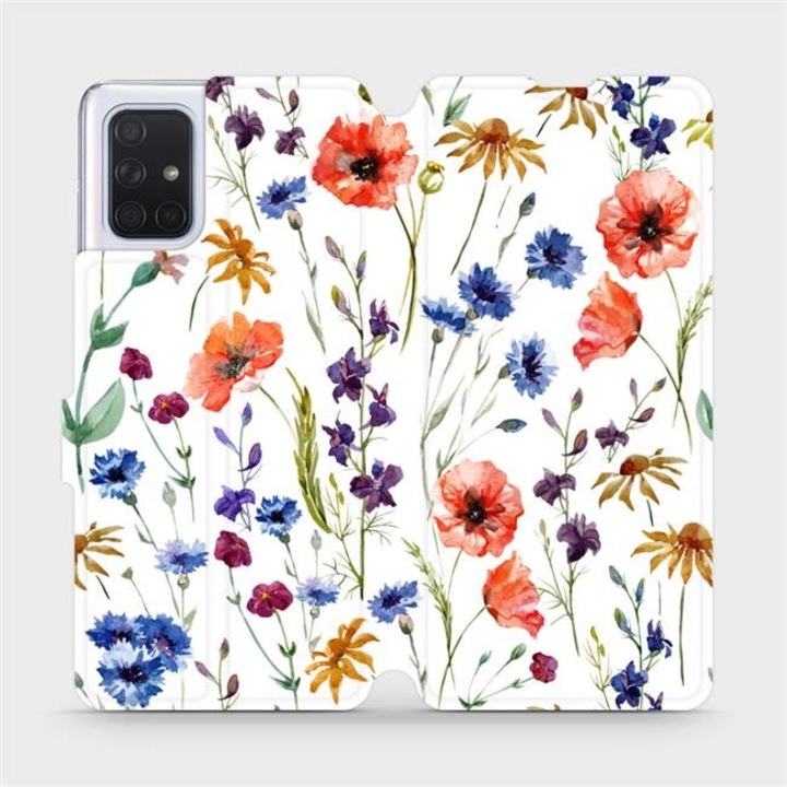 Husa flip telefon Mobiwear pentru Samsung Galaxy A71, design flori, material piele ecologica