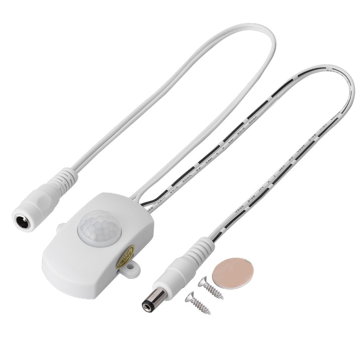 PIR превключвател със сензор за движение, Enforose, 5A, 6-24V, бял, размери 50x40x22.5мм