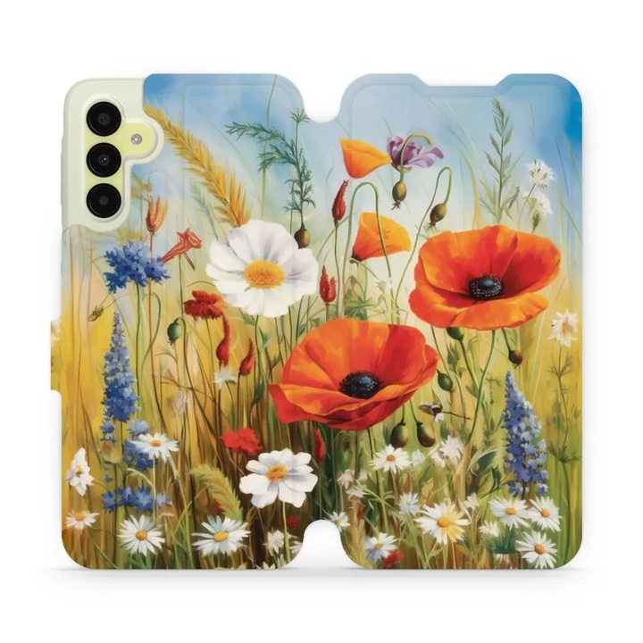 Husa flip, Mobiwear, pentru Samsung Galaxy A15 / A15 5G, design floral, multicolor, din piele ecologica