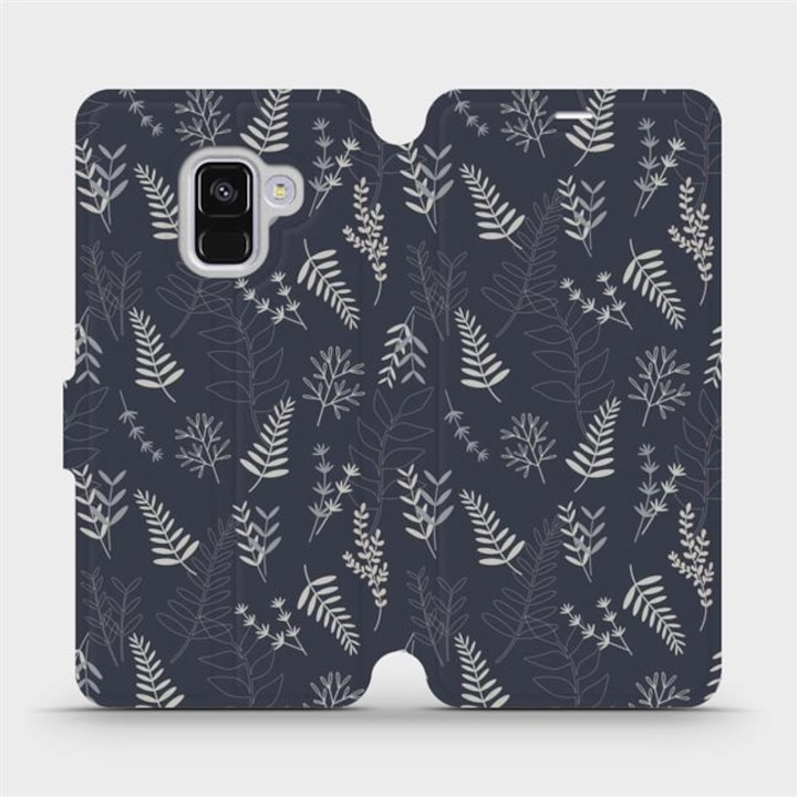 Husa flip telefon Mobiwear pentru Samsung Galaxy A8 2018, design cu flori, rezistenta la socuri si zgarieturi
