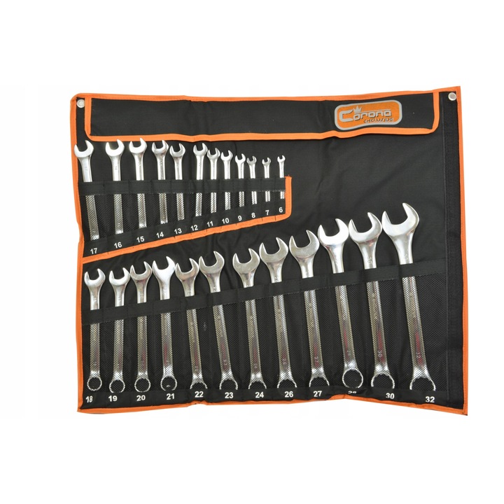 Set 24 chei, Corona, 6-32mm, din otel cromovan, cu suport pliabil