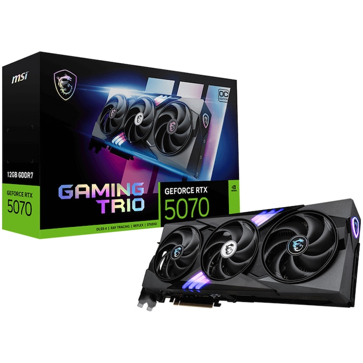 Видео карта MSI GeForce RTX 5070 12G GAMING TRIO OC, GDDR7, 192-битова, черна
