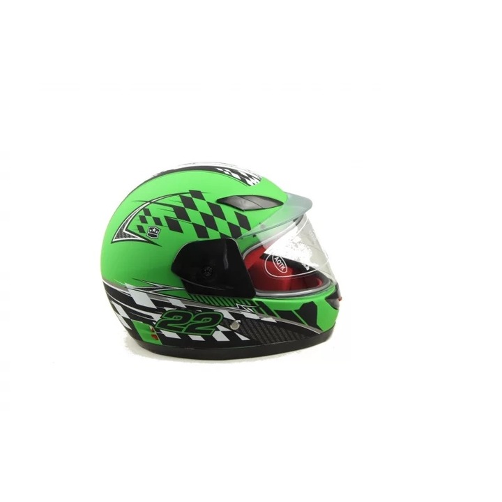 Casca moto integrala XTR pentru copii, marime YM, culoare negru/verde