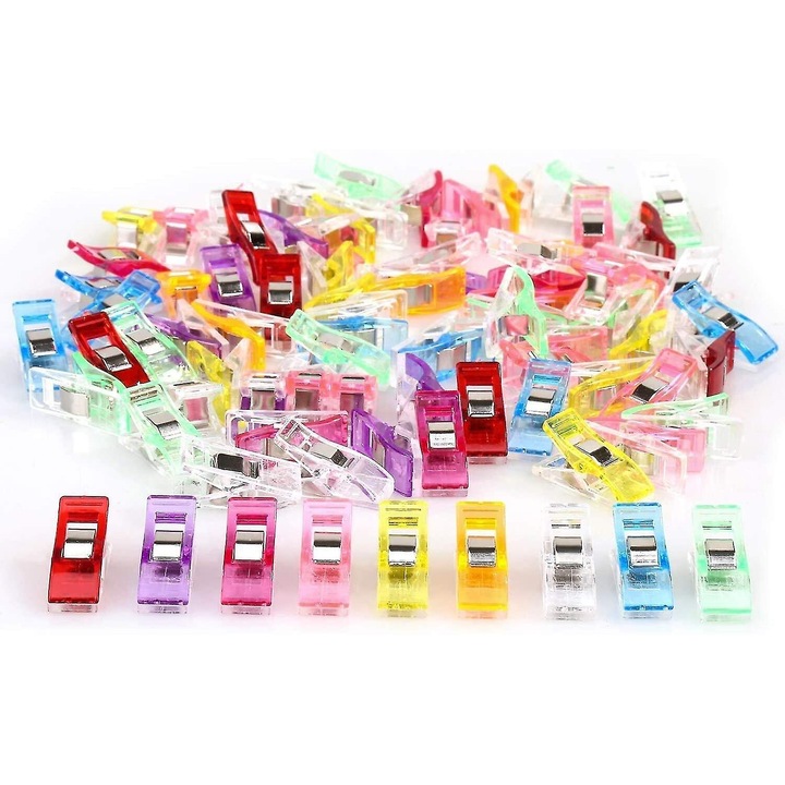 Set 100 Clips pentru Cusut, Multicolor, 10x15x27mm