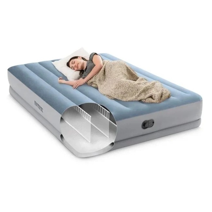 Надуваем матрак, Welora, C вградена помпа, Pазмери 2,03x1,52x0,36 м, Cиньо-сив