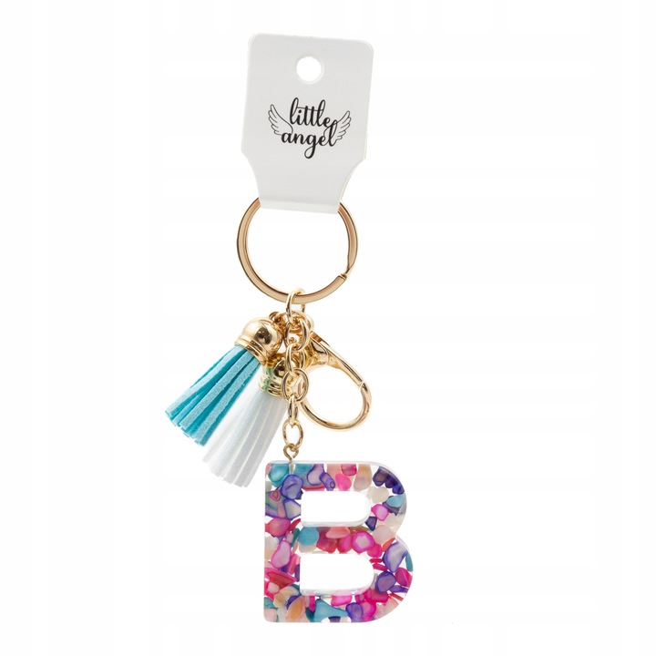Акрилен ключодържател, Ангелче, B1415, буква B, многоцветен
