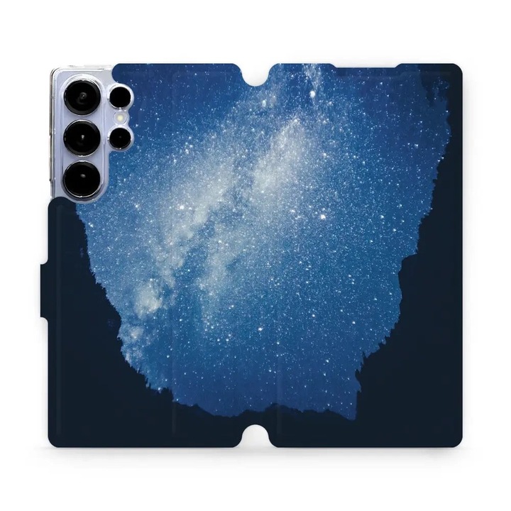 Husa flip Mobiwear pentru Samsung Galaxy S25 Ultra, protectie dubla, rezistenta la socuri si zgarieturi, albastra