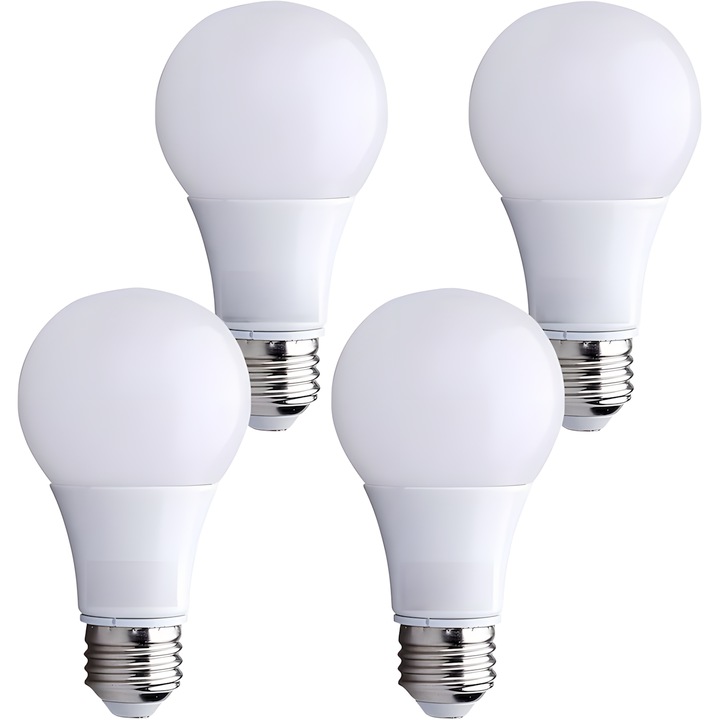 Set 4 becuri LED 12w E27 cu senzor de miscare, alb