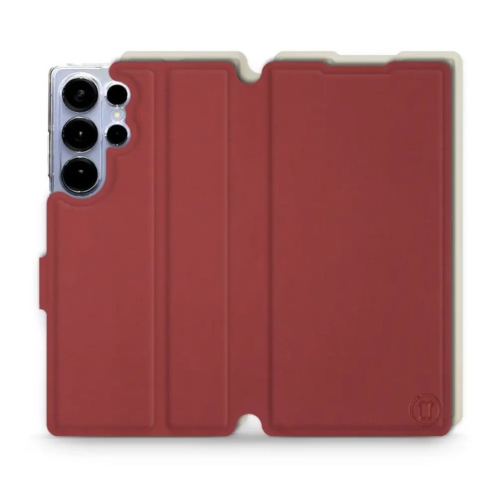 Husa flip Mobiwear pentru Samsung Galaxy S25 Ultra, rosie, material Semis + TPU, protectie rezistenta la socuri si zgarieturi