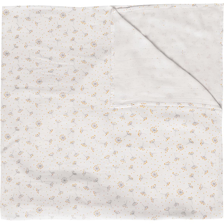 Scutec de muselina Bebe-Jou, Gri, Fabulous Wish Grey, 110 x 110 cm