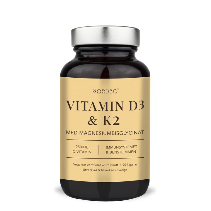 Nordbo Vitamina D3 & K2 & Magneziu Bisglicinat, Nordbo, 90 capsule